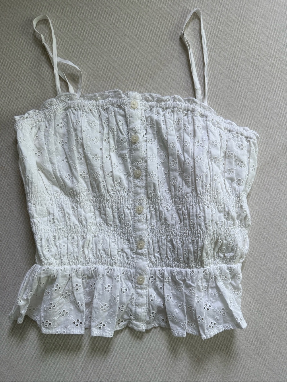 LOFT Eyelet Smocked Spaghetti Strap Camisole